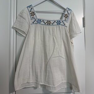 White Blouse with Floral Embroidery